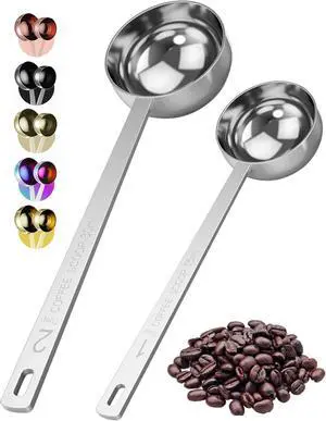 Orblue Premium Coffee Scoop Set - 1 Tbsp (15ml) & 2 Tbsp (30ml) Measuring Tablespoon - Stainless Steel Coffee Measuring Spoon and Scooper with Long Handles - Pack of 2 Orblue Premium Coffee Scoop Set - 1 Tbsp (15ml) & 2 Tbsp (30ml) Measuring Tablespoon - Stainless Steel Coffee Measuring Spoon and Scooper with Long Handles - Pack of 2