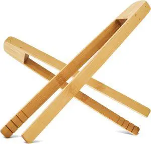2-Pack 10 Inch Springless Natural Bamboo Food Tongs for Kitchen Cooking and BBQ Grilling 2-Pack 10 Inch Springless Natural Bamboo Food Tongs for Kitchen Cooking and BBQ Grilling