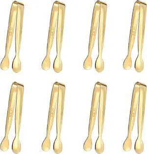 8PCS Gold Mini Metal Tongs, 4.25" Stainless Steel Tiny Tong, Small Kitchen Accessories for Serving Food, Ice, Sugar Cube, Salad, Toaster, Desserts 8PCS Gold Mini Metal Tongs, 4.25" Stainless Steel Tiny Tong, Small Kitchen Accessories for Serving Food, Ice, Sugar Cube, Salad, Toaster, Desserts