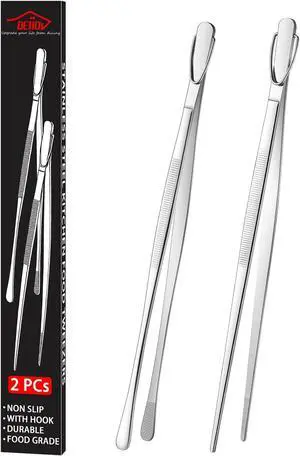 DEHOV 12 Inch Stainless Steel Kitchen Long Food Tweezers For Cooking,Metal Pasta Tongs,Skinny Chef Spaghetti Tongs DEHOV 12 Inch Stainless Steel Kitchen Long Food Tweezers For Cooking,Metal Pasta Tongs,Skinny Chef Spaghetti Tongs