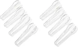 Clear Plastic Tongs, 6.5 Inch Serving Tongs Transparent Lightweight Kitchen & Party Tongs, Pack of 8 Clear Plastic Tongs, 6.5 Inch Serving Tongs Transparent Lightweight Kitchen & Party Tongs, Pack of 8