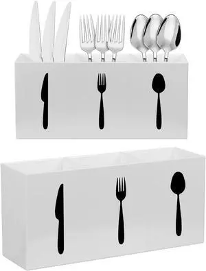 Plastic Utensil Holder, Knife Fork and Spoon Holder Silverware Caddy, Acrylic Kitchen Cutlery Storage Box, Flatware Organizer for Countertop, Indoor Outdoor Party Tableware Holder (White) Plastic Utensil Holder, Knife Fork and Spoon Holder Silverware Caddy, Acrylic Kitchen Cutlery Storage Box, Flatware Organizer for Countertop, Indoor Outdoor Party Tableware Holder (White)