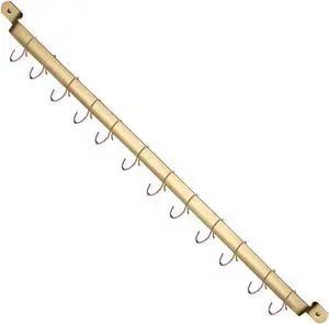 Kyraton Kitchen Utensil Rack, Kitchen Rack With Gold Titanium Plating,Rail Rack Organizer for Hanging Knives,Wall Mounted Gourmet Kitchen Rail with 14 Hooks Kyraton Kitchen Utensil Rack, Kitchen Rack With Gold Titanium Plating,Rail Rack Organizer for Hanging Knives,Wall Mounted Gourmet Kitchen Rail with 14 Hooks