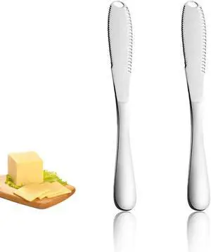 2-Pack Stainless Steel Butter Knives with Holes 3-in-1 Spreader 2-Pack Stainless Steel Butter Knives with Holes 3-in-1 Spreader