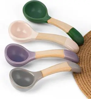 4 Pack Japanese Ceramic Soup Spoons With Non-Slip Hook 4 Pack Japanese Ceramic Soup Spoons With Non-Slip Hook