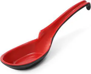 12 PACK Asian Soup Spoons, Rice Spoons, Melamine Chinese Won Ton Soup Spoon For soba, pho, ramen, Noodle, Korean Style Large Spoon with Long Handle- Notch and Hook Style, Red Black 12 PACK Asian Soup Spoons, Rice Spoons, Melamine Chinese Won Ton Soup Spoon For soba, pho, ramen, Noodle, Korean Style Large Spoon with Long Handle- Notch and Hook Style, Red Black