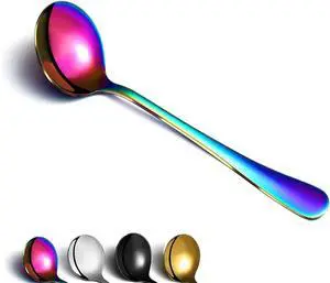 Rainbow Soup Spoon of 12, Berglander 7.5" Stainless Steel Titanium Plating Shiny Mutilcolor Round Spoons Silverware, Colorful Table Spoon Table Spoons Set Sturdy Easy To Clean, Dishwasher Safe Rainbow Soup Spoon of 12, Berglander 7.5" Stainless Steel Titanium Plating Shiny Mutilcolor Round Spoons Silverware, Colorful Table Spoon Table Spoons Set Sturdy Easy To Clean, Dishwasher Safe