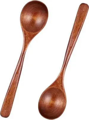 Thinp 2 Pcs Wooden Spoons for Eating, 7 Inch Wood Soup Spoons Long Handle Wood Teaspoons Woods Table Spoon for Cooking Wooden Serving Spoon for Tea Coffee Honey Desserts Cereal Thinp 2 Pcs Wooden Spoons for Eating, 7 Inch Wood Soup Spoons Long Handle Wood Teaspoons Woods Table Spoon for Cooking Wooden Serving Spoon for Tea Coffee Honey Desserts Cereal