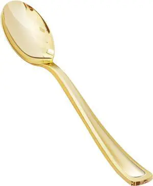 BESTVIP 50 Pack 6.9 Inch Heavy Duty Gold Disposable Plastic Spoons BESTVIP 50 Pack 6.9 Inch Heavy Duty Gold Disposable Plastic Spoons