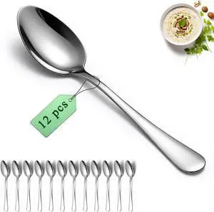 Dinner Spoons Set 12pcs, 7.36" Soup Spoon Berglander Food Grade Stainless Steel Silverware Spoons, Metal Tablespoon for Home, Kitchen or Restaurant Mirror Polished, Dishwasher Safe Dinner Spoons Set 12pcs, 7.36" Soup Spoon Berglander Food Grade Stainless Steel Silverware Spoons, Metal Tablespoon for Home, Kitchen or Restaurant Mirror Polished, Dishwasher Safe