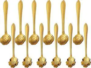 24PCS Gold Espresso Coffee Spoons, 5" Small Spoon for Tea Stirring, Soup 24PCS Gold Espresso Coffee Spoons, 5" Small Spoon for Tea Stirring, Soup