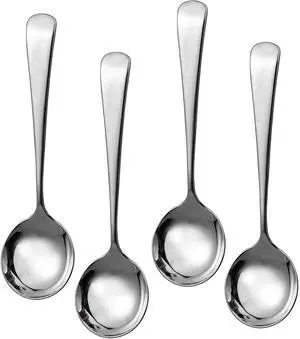 IMEEA 6-Inch Stainless Steel Dessert Spoons, Round Bowl Soup Spoons for Rice, Ice Cream & Cereal, SUS304, Set of 4 IMEEA 6-Inch Stainless Steel Dessert Spoons, Round Bowl Soup Spoons for Rice, Ice Cream & Cereal, SUS304, Set of 4