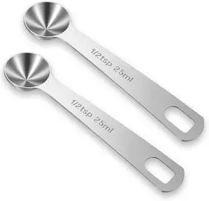 2 Pcs 1/2 tsp Measuring Spoon (2.5 cc, 2.5 ml) Teaspoon, Tablespoon Stainless Steel Table Spoons Metal Short Handle Individual Teaspoons for Kitchen Cooking Baking, Tea Soup 2 Pcs 1/2 tsp Measuring Spoon (2.5 cc, 2.5 ml) Teaspoon, Tablespoon Stainless Steel Table Spoons Metal Short Handle Individual Teaspoons for Kitchen Cooking Baking, Tea Soup