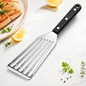 Fish Spatula, 12" Stainless Steel Slotted Turner for Cast Iron & Griddle Fish Spatula, 12" Stainless Steel Slotted Turner for Cast Iron & Griddle