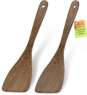 Ecavria 2PCS Wooden Spatula, 12.8IN Wooden Flat Frying Spatulas, Long Handle Wood Turner for Non-Stick Cookware, Natural Wood Cooking Utensils, Healthy, Sturdy & Heat-Resistant Ecavria 2PCS Wooden Spatula, 12.8IN Wooden Flat Frying Spatulas, Long Handle Wood Turner for Non-Stick Cookware, Natural Wood Cooking Utensils, Healthy, Sturdy & Heat-Resistant