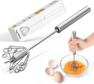 Whizzy Whisk, Stainless Steel Egg Whisk, Hand Push Rotary Whisk Blender, Versatile Milk Frother, Hand Push Mixer Stirrer for Blending, Whisking, Beating & Stirring (12in) Whizzy Whisk, Stainless Steel Egg Whisk, Hand Push Rotary Whisk Blender, Versatile Milk Frother, Hand Push Mixer Stirrer for Blending, Whisking, Beating & Stirring (12in)