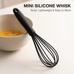 1Pc Black Mini Silicone Whisk, 6.7inch Non-Scratch Non-Stick, Milk and Egg Beater Blender, Hand Egg Mixer, Kitchen Tool for Cooking, Baking, Mixing, Stirring, Kitchen Utensils 1Pc Black Mini Silicone Whisk, 6.7inch Non-Scratch Non-Stick, Milk and Egg Beater Blender, Hand Egg Mixer, Kitchen Tool for Cooking, Baking, Mixing, Stirring, Kitchen Utensils