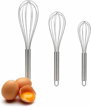 Stainless Steel Whisk Set, 3 Sizes (8", 10", 12") Kitchen Whisks for Cooking, Balloon Wire Whisk for Mixing, Whisking, Beating, Blending, Egg Beater, Baking, Whipping Cream, Frothing Milk Stainless Steel Whisk Set, 3 Sizes (8", 10", 12") Kitchen Whisks for Cooking, Balloon Wire Whisk for Mixing, Whisking, Beating, Blending, Egg Beater, Baking, Whipping Cream, Frothing Milk