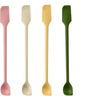 Curved Silicone Spatula, Stirring Spoon, Dual-end Long Design, 4Pack Curved Silicone Spatula, Stirring Spoon, Dual-end Long Design, 4Pack
