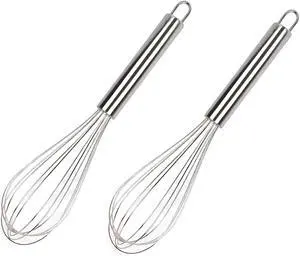Manual Egg Whisk, 2 Pcs 6 Inch Long Stainless Steel Egg Beater for Bread, Cake and Cooking (6 inch) Manual Egg Whisk, 2 Pcs 6 Inch Long Stainless Steel Egg Beater for Bread, Cake and Cooking (6 inch)