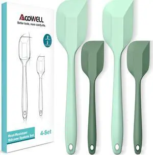 Silicone Spatula Set, Premium Spatulas Silicone Heat Resistant 2 Small & 2 Large Flexible Scraper for Nonstick Cookware, Rubber Spatula for Kitchen Mixing Baking Cooking Use, Soft Spatula - Set of 4 Silicone Spatula Set, Premium Spatulas Silicone Heat Resistant 2 Small & 2 Large Flexible Scraper for Nonstick Cookware, Rubber Spatula for Kitchen Mixing Baking Cooking Use, Soft Spatula - Set of 4
