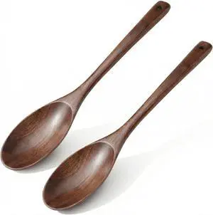 12 Inch Wooden Cooking Spoons, Long Handle Wooden Spoons, Heat Resistant, Large Wood Spoon for Cooking Serving Mixing Salads and Nonstick Cookware (2 PCS) 12 Inch Wooden Cooking Spoons, Long Handle Wooden Spoons, Heat Resistant, Large Wood Spoon for Cooking Serving Mixing Salads and Nonstick Cookware (2 PCS)