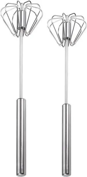 2PCS Semi Automatic Whisk Stainless Steel Semi-Automatic Egg Whisk for Home 2PCS Semi Automatic Whisk Stainless Steel Semi-Automatic Egg Whisk for Home
