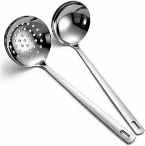 Berglander Slotted Spoons and Kitchen Ladle Spoon Set 2 Pcs, Stainless Steel Kitchen Spider Strainer Skimmer Soup Ladle for Straining Pasta/Cooking/Frying, Serving Soup/Gravy, Metal Kitchen Utensils Berglander Slotted Spoons and Kitchen Ladle Spoon Set 2 Pcs, Stainless Steel Kitchen Spider Strainer Skimmer Soup Ladle for Straining Pasta/Cooking/Frying, Serving Soup/Gravy, Metal Kitchen Utensils
