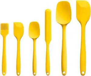 Silicone Spatula Set 6 Pieces High Heat Resistant Kitchen Scraper Spatulas,One-Pieces Seamless Design for Scraping,Cooking,Baking,Mixing Yellow Silicone Spatula Set 6 Pieces High Heat Resistant Kitchen Scraper Spatulas,One-Pieces Seamless Design for Scraping,Cooking,Baking,Mixing Yellow