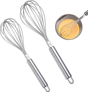 Whisks for Cooking, Wisking Tool 2 PCS, Metal Whisk Set for Non-Stick Cookware, Balloon Egg Beater Perfect for Blending, Whisking, Beating, Frothing & Stirring-Easy to Use and Clean (11.81"&9.84") Whisks for Cooking, Wisking Tool 2 PCS, Metal Whisk Set for Non-Stick Cookware, Balloon Egg Beater Perfect for Blending, Whisking, Beating, Frothing & Stirring-Easy to Use and Clean (11.81"&9.84")
