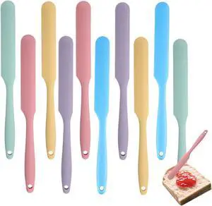 Silicone Jar Spatulas 10 Pcs Long Handle Non Stick Mixing Small Scrapers Silicone Jar Spatulas 10 Pcs Long Handle Non Stick Mixing Small Scrapers