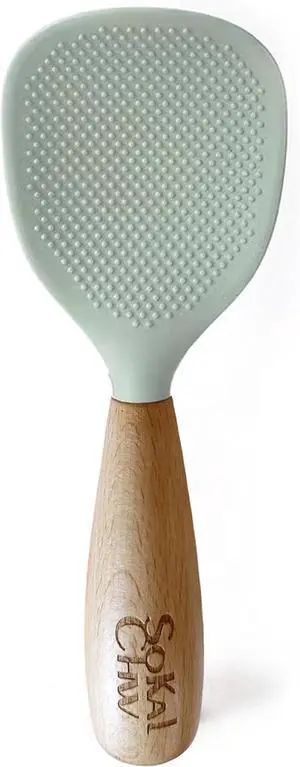 Silicone Rice Spoon Paddle with Wooden Handle Standing Silicone Rice Spoon Paddle with Wooden Handle Standing