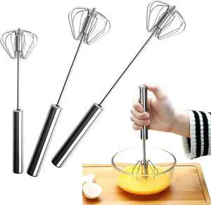 3 Pack Stainless Steel Egg Whisk, Hand Push Rotary Whisk Blender, Versatile Easy Whisk, Hand Push Mixer Stirrer for Beating Eggs, Frothing Milk, Blending, Mixing, Whipping Smoothies & Shakes 3 Pack Stainless Steel Egg Whisk, Hand Push Rotary Whisk Blender, Versatile Easy Whisk, Hand Push Mixer Stirrer for Beating Eggs, Frothing Milk, Blending, Mixing, Whipping Smoothies & Shakes