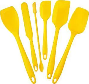 Tomorotec Silicone Spatulas Set 6Pc Heat Resistant Baking Cooking Yellow Tomorotec Silicone Spatulas Set 6Pc Heat Resistant Baking Cooking Yellow