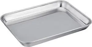 TeamFar Stainless Steel Toaster Oven Pan Tray Ovenware, 9.3" x7" x1" TeamFar Stainless Steel Toaster Oven Pan Tray Ovenware, 9.3" x7" x1"