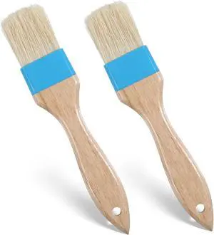 2 PCS 1.5 Inch Natural Bristle Pastry Brush, Pastry Basting Brush Heat Resistant Wooden Handle Butter Brush, Basting Brush for Cooking, BBQ, Baking, Egg Wash, Oil, Blue 2 PCS 1.5 Inch Natural Bristle Pastry Brush, Pastry Basting Brush Heat Resistant Wooden Handle Butter Brush, Basting Brush for Cooking, BBQ, Baking, Egg Wash, Oil, Blue