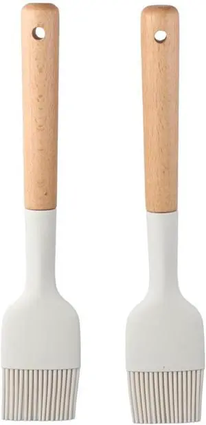2Pcs Silicone Oil Brush with Wooden Handle,Durable Basting Brush Pastry Brush,Easy to Clean,White Food Brushes for Cooking Baking Grilling 2Pcs Silicone Oil Brush with Wooden Handle,Durable Basting Brush Pastry Brush,Easy to Clean,White Food Brushes for Cooking Baking Grilling