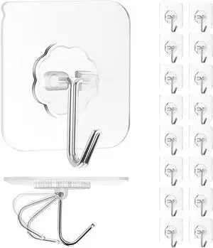 Adhesive Wall Hook, Set Heavy-Duty Thickened self-Adhesive Hook16Pcs33lb max LoadingTransparent, Waterproof, Bathroom, Outdoor, Kitchen, Doors, Practical Tools. Adhesive Wall Hook, Set Heavy-Duty Thickened self-Adhesive Hook16Pcs33lb max LoadingTransparent, Waterproof, Bathroom, Outdoor, Kitchen, Doors, Practical Tools.