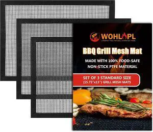 3 Pack Grill Mesh Mat Outdoor Grill, Heavy Duty and Non Stick BBQ Grilling Mats & Baking Mats, Resuable and Easy to Clean, Works on Gas Charcoal and Electric BBQ (15.7 x 13 Inch x 3 pcs) 3 Pack Grill Mesh Mat Outdoor Grill, Heavy Duty and Non Stick BBQ Grilling Mats & Baking Mats, Resuable and Easy to Clean, Works on Gas Charcoal and Electric BBQ (15.7 x 13 Inch x 3 pcs)