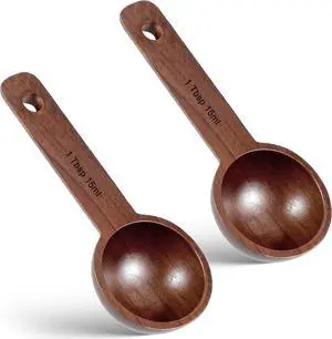 2 PCS Wooden Coffee Scoop, Wood Tablespoon Measuring Spoon Coffee Bean Scoop Wooden Ground Spoon Measuring Scoops for Ground Coffees Beans Sugar or Tea Home Kitchen Accessories (15ml) 2 PCS Wooden Coffee Scoop, Wood Tablespoon Measuring Spoon Coffee Bean Scoop Wooden Ground Spoon Measuring Scoops for Ground Coffees Beans Sugar or Tea Home Kitchen Accessories (15ml)