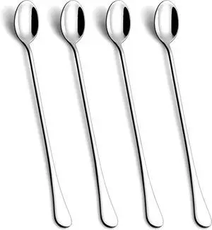 9.5" Long Handle Iced Tea Coffee Ice Cream Cocktail Stirring Spoons, Set 4 9.5" Long Handle Iced Tea Coffee Ice Cream Cocktail Stirring Spoons, Set 4