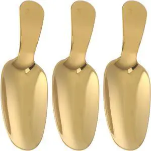 Operitacx Gold Mini Dessert Spoons 3 Pcs, Short Handle Stainless Steel Ice Cream Spoons for Coffee, Tea, Sugar, Honey and Small Desserts Operitacx Gold Mini Dessert Spoons 3 Pcs, Short Handle Stainless Steel Ice Cream Spoons for Coffee, Tea, Sugar, Honey and Small Desserts