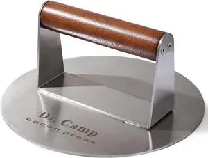 Dr.Camp 7 Inch Stainless Steel Smash Burger Press Burger Smasher Bacon Press Meat Press for Griddle Flat Top Grill with Solid Wood Handle Smooth Bottom Heavy Duty (Round) Dr.Camp 7 Inch Stainless Steel Smash Burger Press Burger Smasher Bacon Press Meat Press for Griddle Flat Top Grill with Solid Wood Handle Smooth Bottom Heavy Duty (Round)