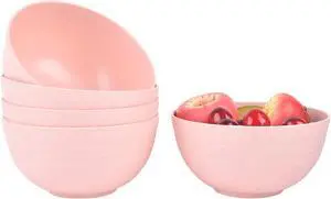 Lnrkai 5 PCS Pink Cereal Bowls, 24 OZ Unbreakable Wheat Straw Bowls Lnrkai 5 PCS Pink Cereal Bowls, 24 OZ Unbreakable Wheat Straw Bowls