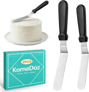 2-Piece Angled Icing Spatula Set (6" & 8"), Stainless Steel Offset Spatulas with Ergonomic Handle for Effortless Cake Decorating & Frosting 2-Piece Angled Icing Spatula Set (6" & 8"), Stainless Steel Offset Spatulas with Ergonomic Handle for Effortless Cake Decorating & Frosting