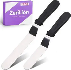 2 Pcs Offset Icing Spatula Set 6 and 8 Inch Angled Stainless Steel Cake Frosting Spatulas for Baking and Decorating Cake Smoother and Scraper Tools 2 Pcs Offset Icing Spatula Set 6 and 8 Inch Angled Stainless Steel Cake Frosting Spatulas for Baking and Decorating Cake Smoother and Scraper Tools