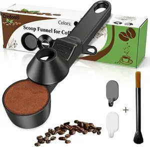Credon Coffee Scoop & Funnel for Reusable K Cup Refillable Coffee Pods, Coffee Measuring Spoon 2 Tablespoon Capacity for Ground Coffee, Protein Powder & Tea, Funnel Design without Spilling(Black) Credon Coffee Scoop & Funnel for Reusable K Cup Refillable Coffee Pods, Coffee Measuring Spoon 2 Tablespoon Capacity for Ground Coffee, Protein Powder & Tea, Funnel Design without Spilling(Black)
