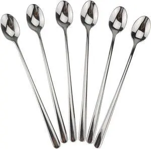 9" Iced Tea Spoons, DEALIGHT 6-Piece Heavy-Duty Long Handled Teaspoons 9" Iced Tea Spoons, DEALIGHT 6-Piece Heavy-Duty Long Handled Teaspoons