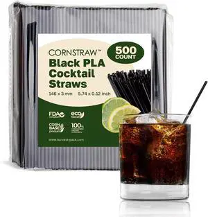 5 inch Black PLA Short Cocktail Straws & Coffee Stirrers,Plastic-Free,500PK 5 inch Black PLA Short Cocktail Straws & Coffee Stirrers,Plastic-Free,500PK