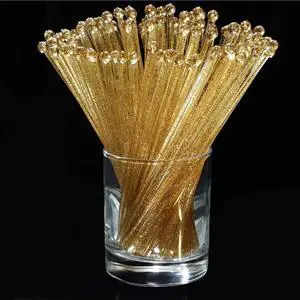 Honoson 100 Pcs Plastic Swizzle Sticks Ball Head Stir Stick, Gold Honoson 100 Pcs Plastic Swizzle Sticks Ball Head Stir Stick, Gold